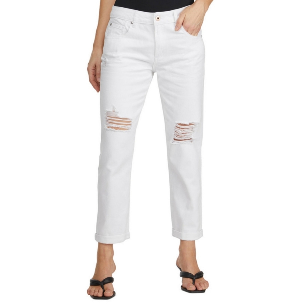 Destructed Cuffed Boyfriend Jeans sz 31 NWT